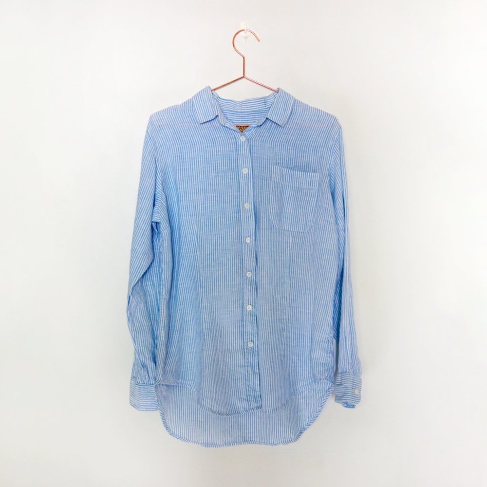 Linen Striped Button-Down Shirt